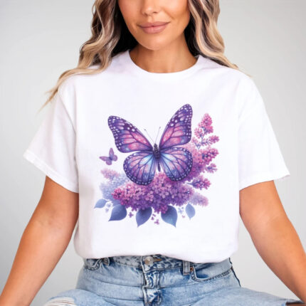 1201 Дамска тениска Purple Butterfly