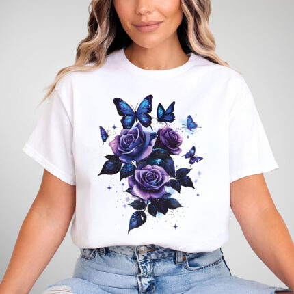 1209 Дамска тениска Rose Butterflies