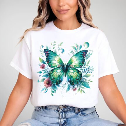 1225 Дамска тениска Green Butterfly