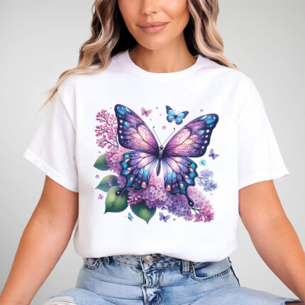 1238 Дамска тениска Lilac Butterfly