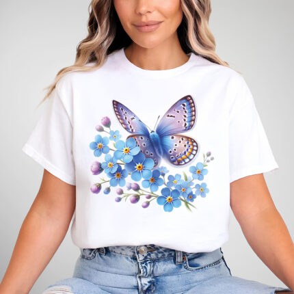 1245 Дамска тениска Butterfly Flowers