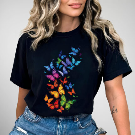 1251 Дамска тениска Multicolor Butterflies