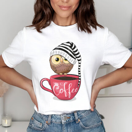 1277 Дамска тениска Coffee Owl