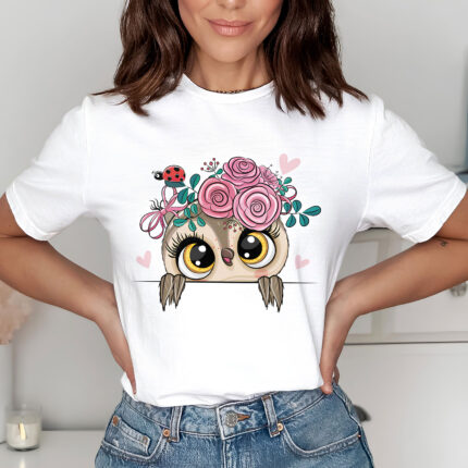 1278 Дамска тениска Owl Flowers