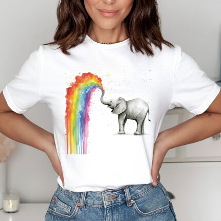 1288 Дамска тениска Rainbow Elephant