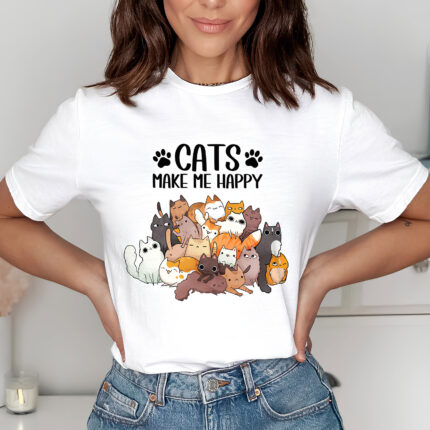 1302 Дамска тениска Cats Make Me Happy