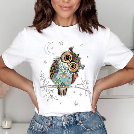 1317 Дамска тениска Abstract Owl