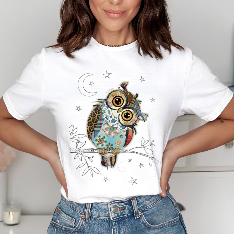 1317 Дамска тениска Abstract Owl