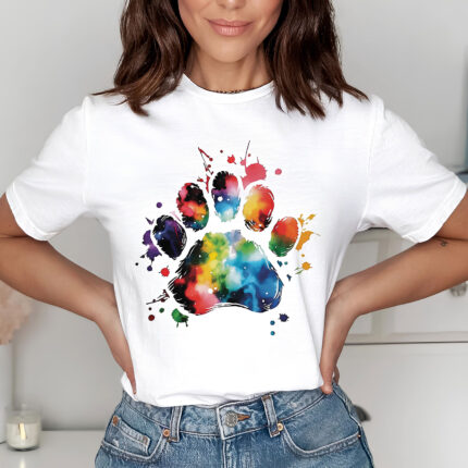 1320 Дамска тениска Watercolor Paw
