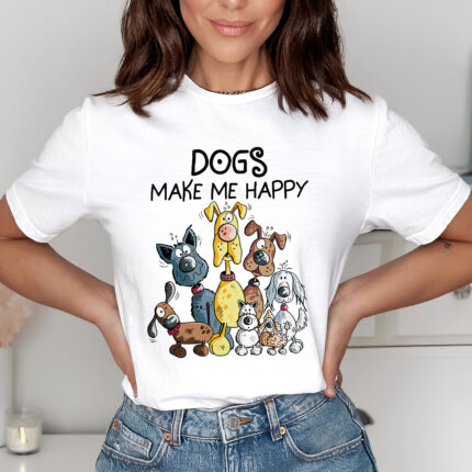 1322 Дамска тениска Dogs Make Me Happy