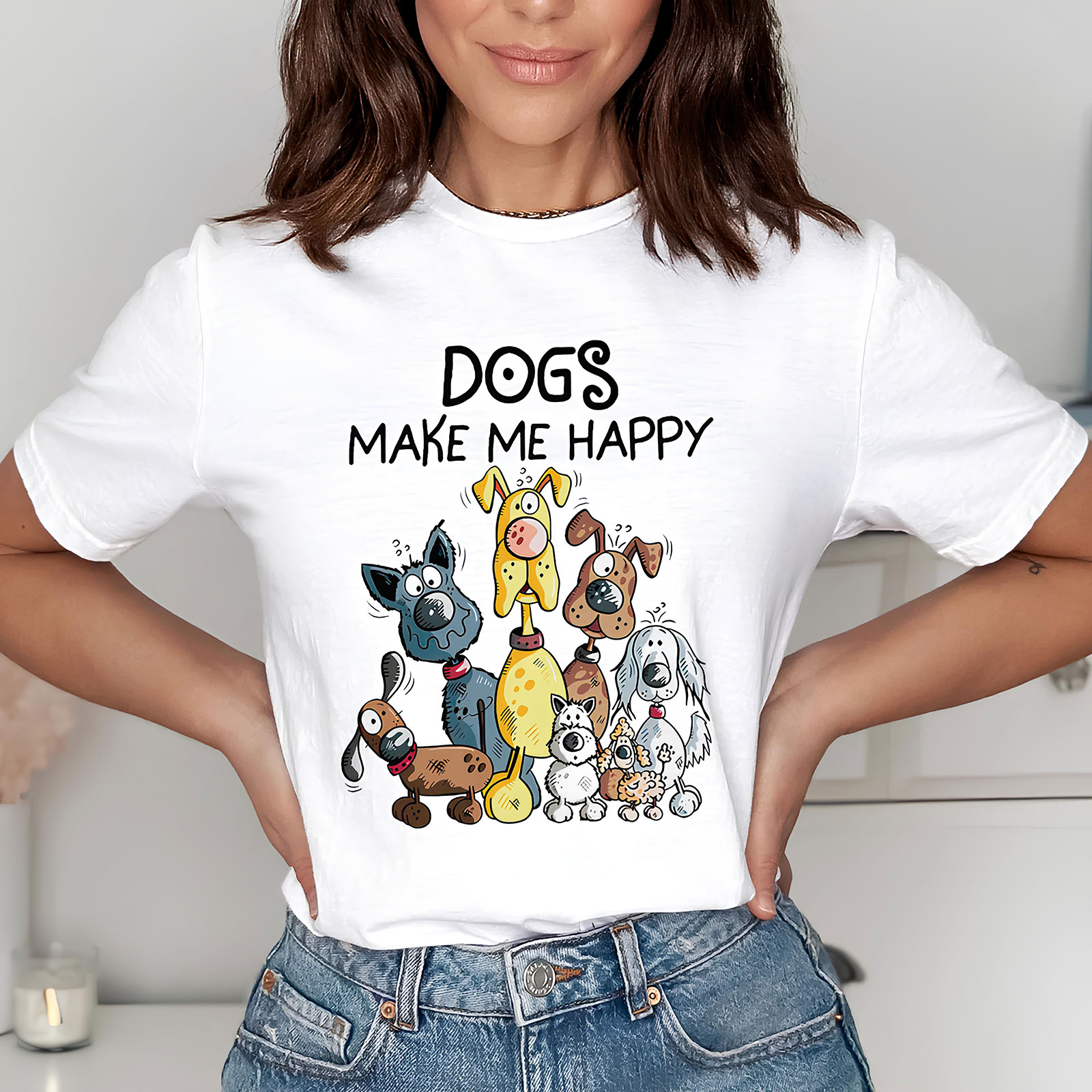 1322 Дамска тениска Dogs Make Me Happy 1322 Дамска тениска Dogs Make Me Happy