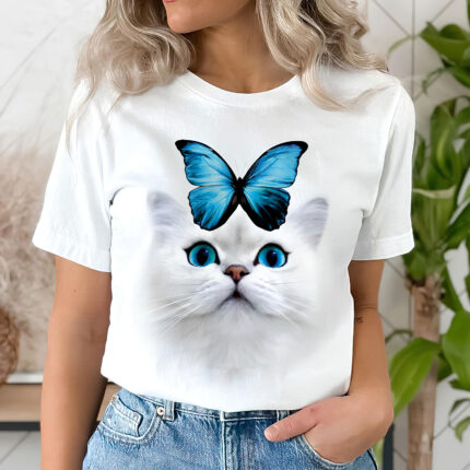1329 Дамска тениска Cat Butterfly