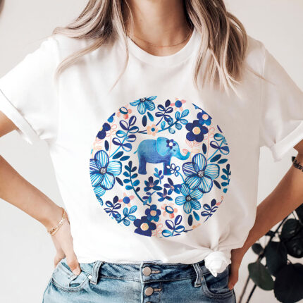 1366 Дамска тениска Elephant Flowers
