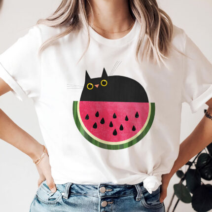 1376 Дамска тениска Cat Watermelon