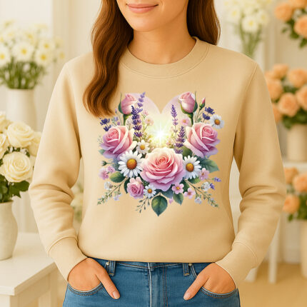1200b Дамска ватирана блуза Flower Heart