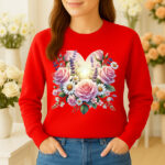 1200b Дамска ватирана блуза Flower Heart