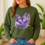 1201b Дамска ватирана блуза Purple Butterfly