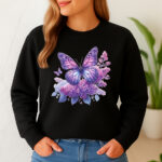 1201b Дамска ватирана блуза Purple Butterfly