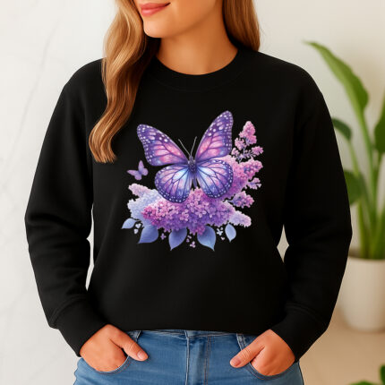1201b Дамска ватирана блуза Purple Butterfly