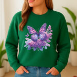 1201b Дамска ватирана блуза Purple Butterfly