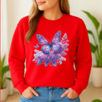 1201b Дамска ватирана блуза Purple Butterfly