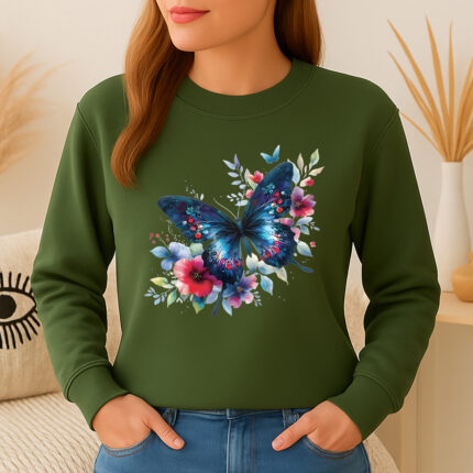 1203b Дамска ватирана блуза Multi Butterfly