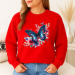 1203b Дамска ватирана блуза Multi Butterfly