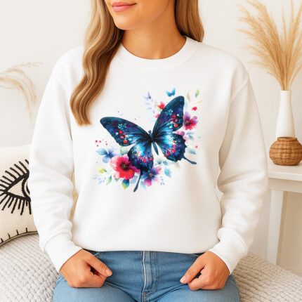 1203b Дамска ватирана блуза Multi Butterfly