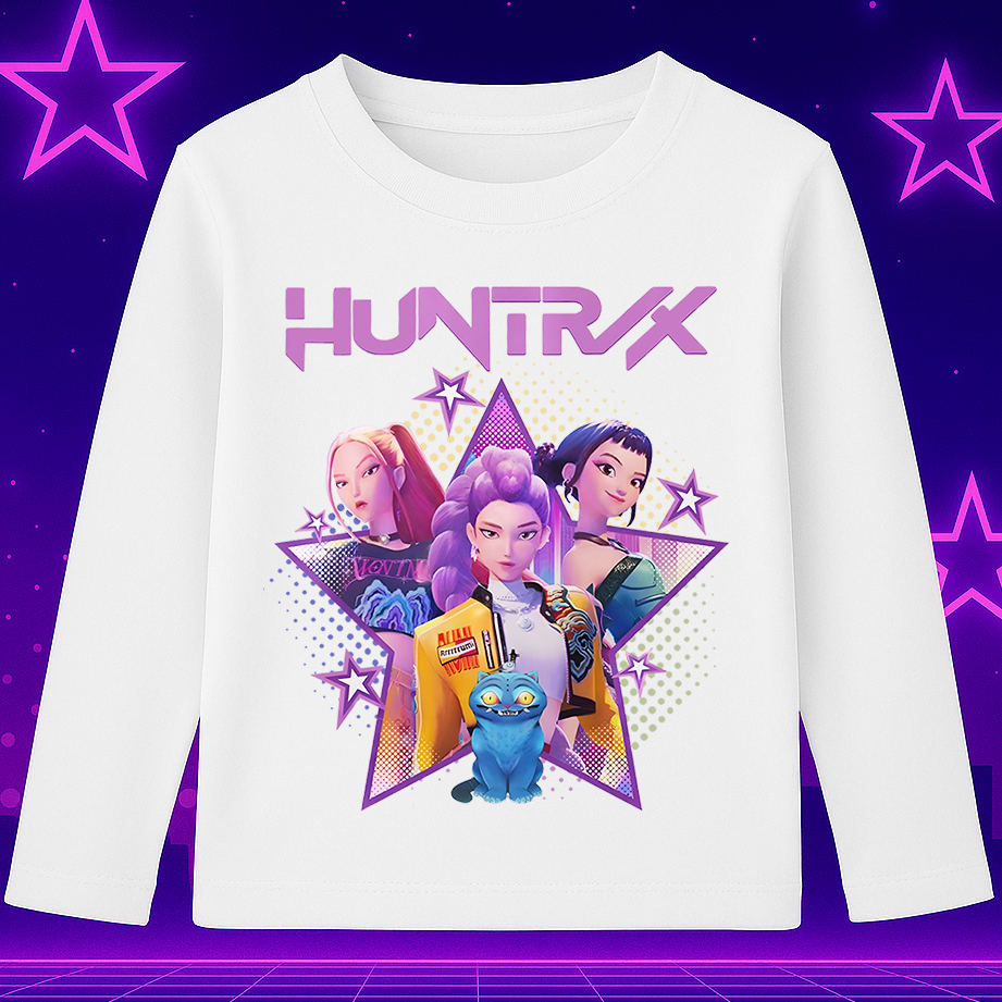 K-Pop-Demon-Hunters-Huntrix-white1 6125kb Детска блуза K-Pop Demon Hunters Huntrix