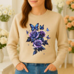 1209b Дамска ватирана блуза Rose Butterflies