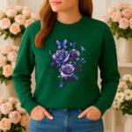 1209b Дамска ватирана блуза Rose Butterflies