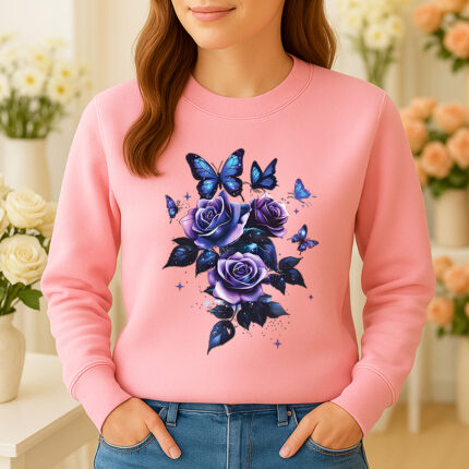 1209b Дамска ватирана блуза Rose Butterflies