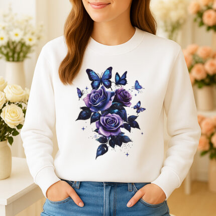 1209b Дамска ватирана блуза Rose Butterflies