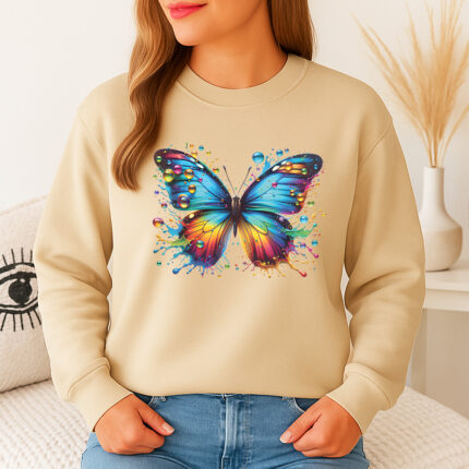 1210b Дамска ватирана блуза Colorful Butterfly