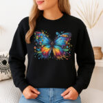 1210b Дамска ватирана блуза Colorful Butterfly