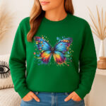 1210b Дамска ватирана блуза Colorful Butterfly