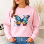 1210b Дамска ватирана блуза Colorful Butterfly
