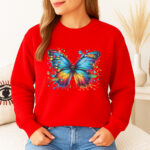 1210b Дамска ватирана блуза Colorful Butterfly