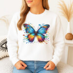 1210b Дамска ватирана блуза Colorful Butterfly