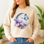 1223b Дамска ватирана блуза Moon Flowers