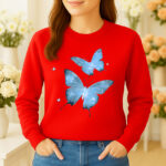 1224b Дамска ватирана блуза Infinity Butterflies