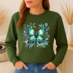 1225b Дамска ватирана блуза Green Butterfly