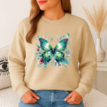 1225b Дамска ватирана блуза Green Butterfly