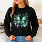 1225b Дамска ватирана блуза Green Butterfly