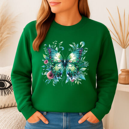 1225b Дамска ватирана блуза Green Butterfly