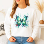 1225b Дамска ватирана блуза Green Butterfly