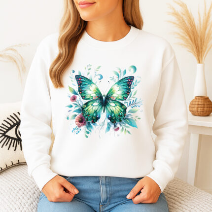 1225b Дамска ватирана блуза Green Butterfly