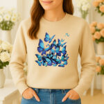 1228b Дамска ватирана блуза Butterflies