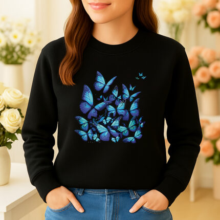 1228b Дамска ватирана блуза Butterflies
