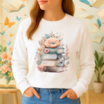 1237b Дамска ватирана блуза Books And Flowers
